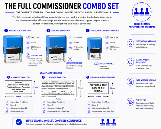 Full Commissioner Set | 3 Stamps | Affidavit + Certification + Designation