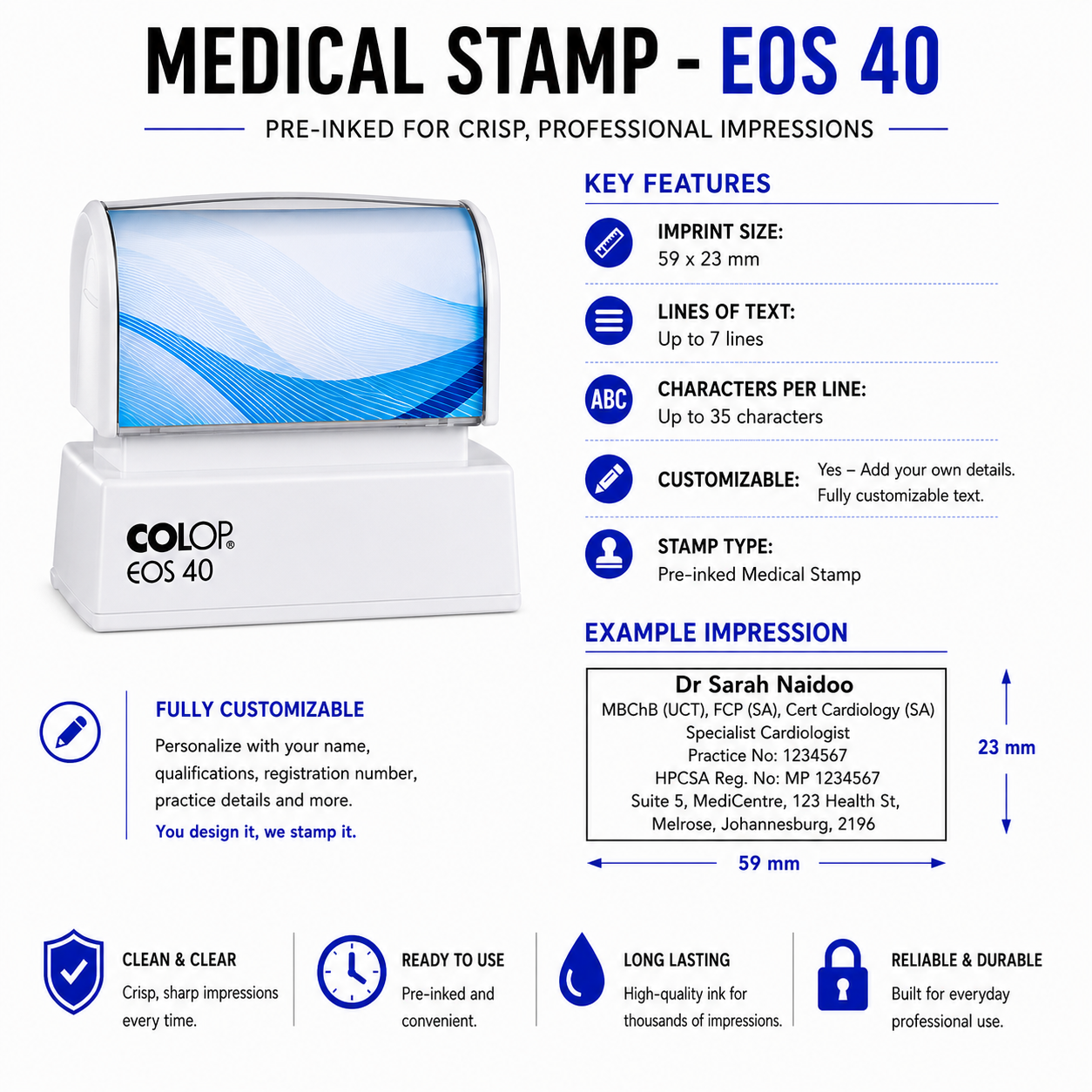 Pre-Inked Medical Desk Stamps