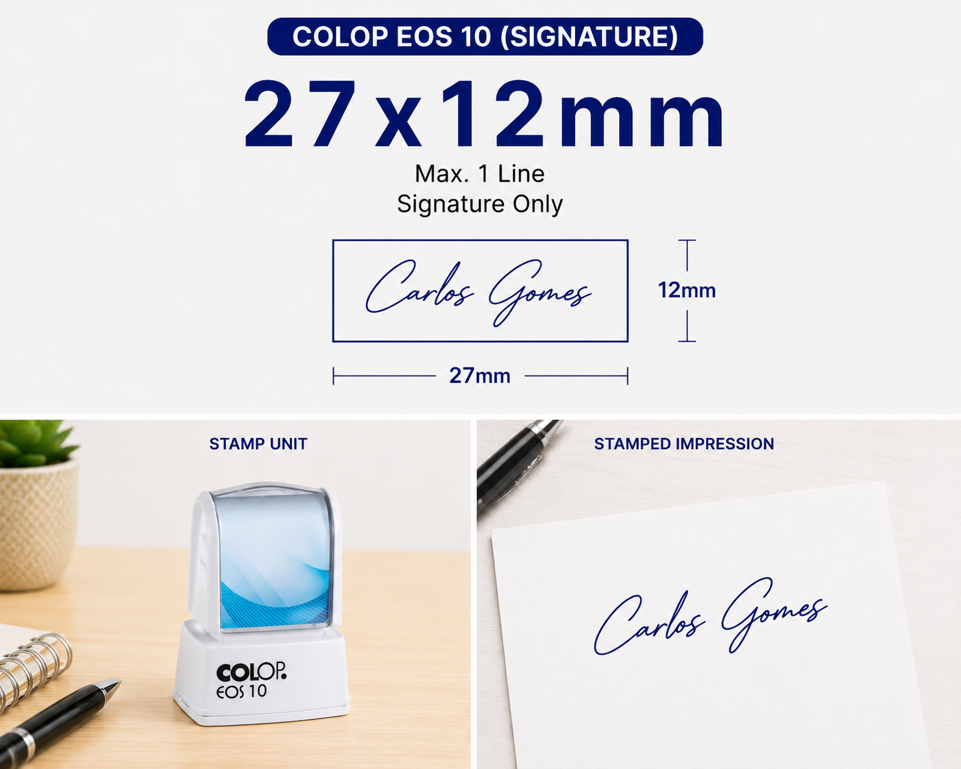 Pre-Inked Signature Stamp Colop EOS 10 South Africa Stamps R us Webp