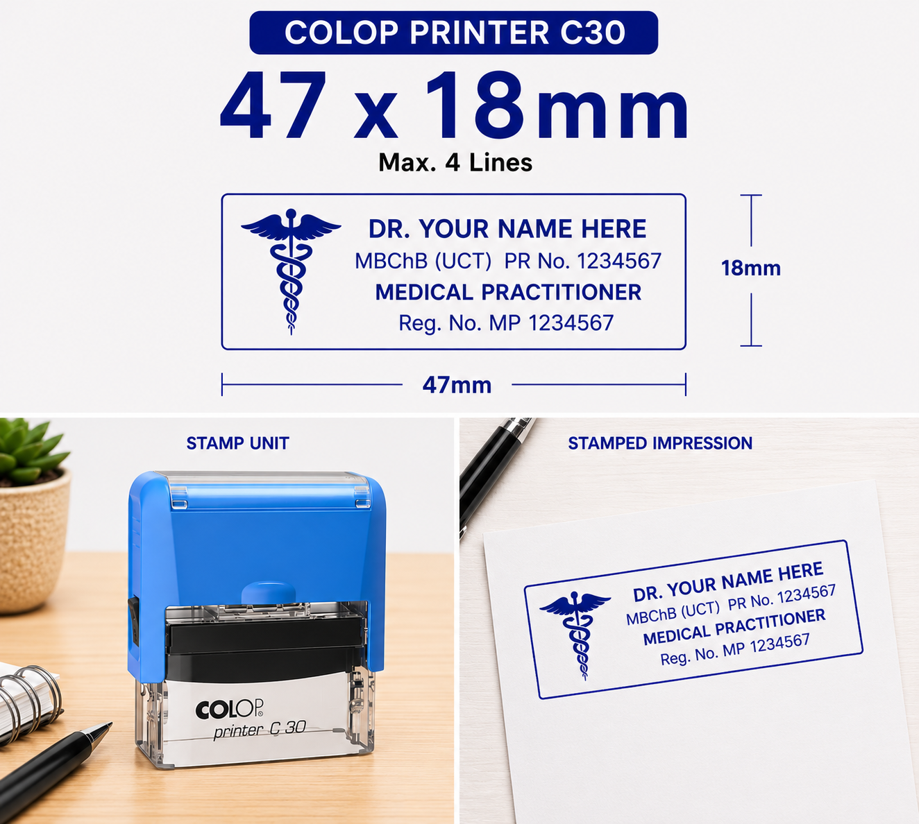 Medical Doctor Stamp Self-Inking Colop Printer C30 South Africa Stamps R Us Web