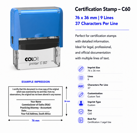 Certification Stamp | Commissioner of Oaths | Colop C60