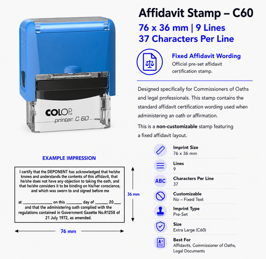 Affidavit Stamp | Commissioner of Oaths | Colop C60