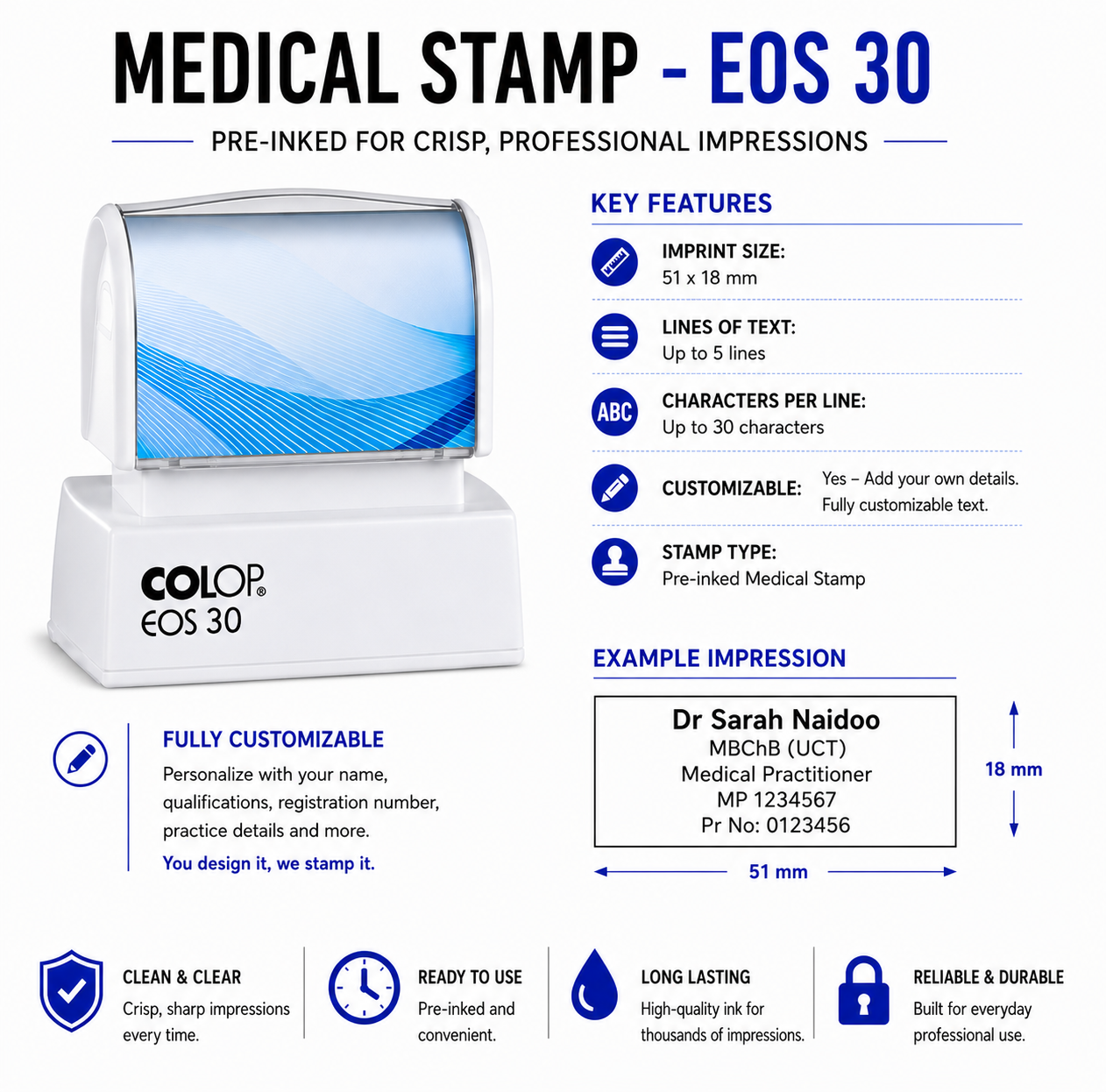 Pre-Inked Medical Desk Stamps