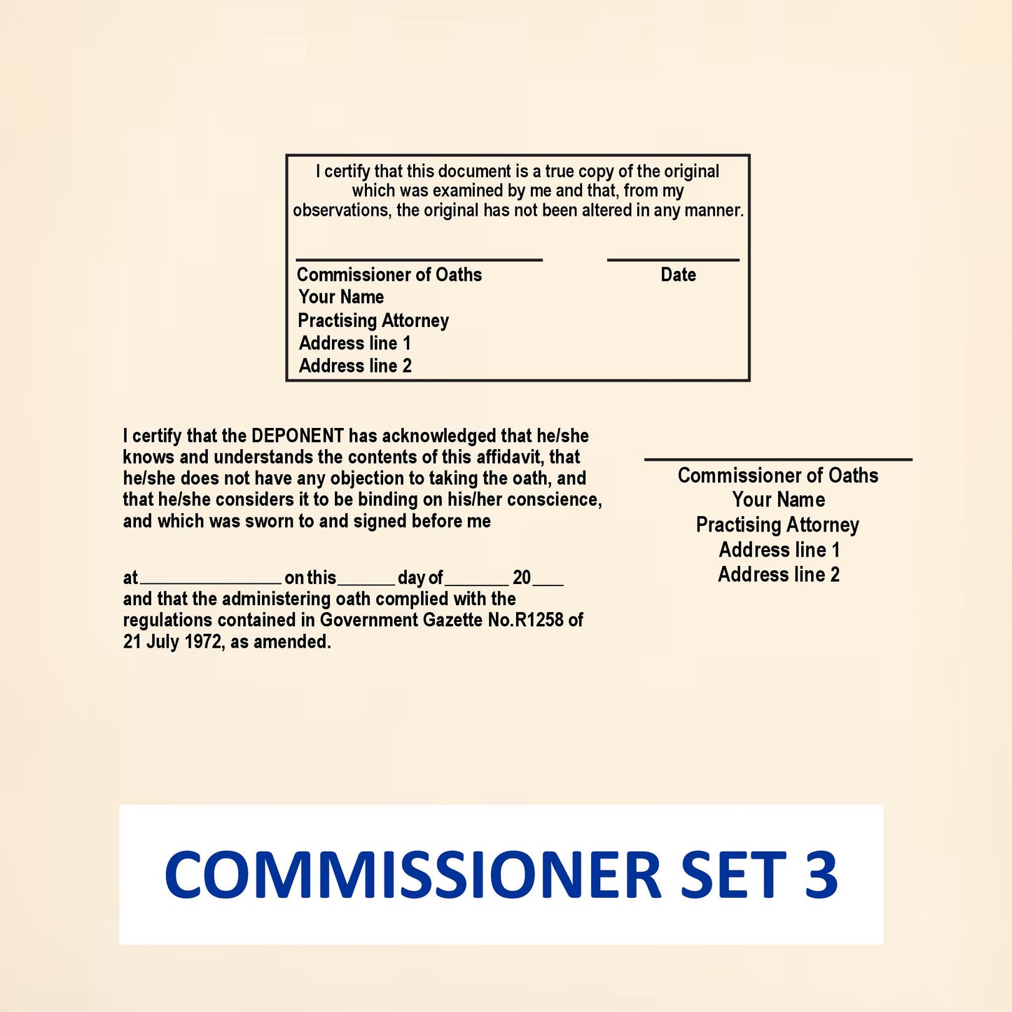 Commissioner of Oaths Full Set- Big