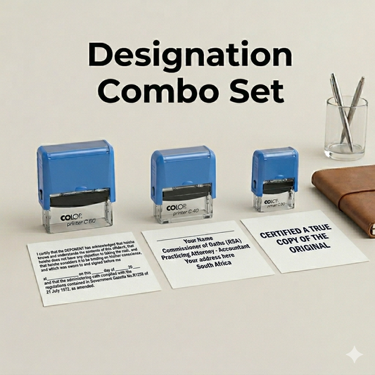 Designation Stamp Combo set Commissioner of Oaths stamp South Africa Stamps R us Webp