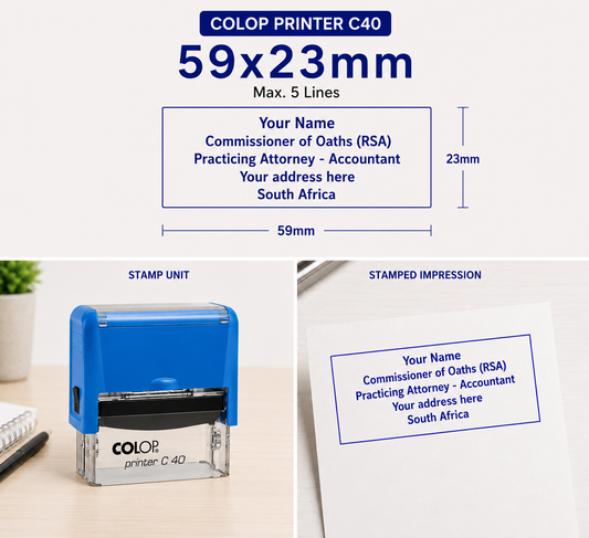 Designation Stamp Commissioner of Oaths Stamp Colop Printer C40 South Africa Stamps R us Webp