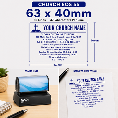 Pre-Inked Church Stamp EOS 55 South Africa Stamps R us Webp