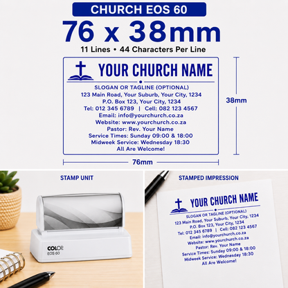 Pre-Inked Church Stamp EOS 60 South Africa Stamps R us Webp