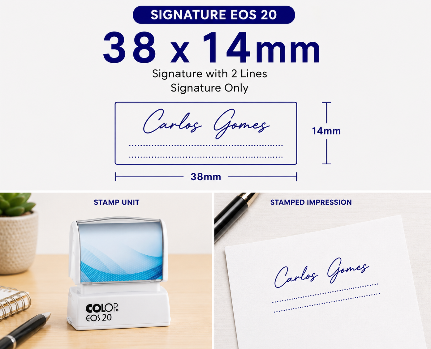 Pre-Inked Signature Stamp Colop EOS 20  South Africa Stamps R us Webp