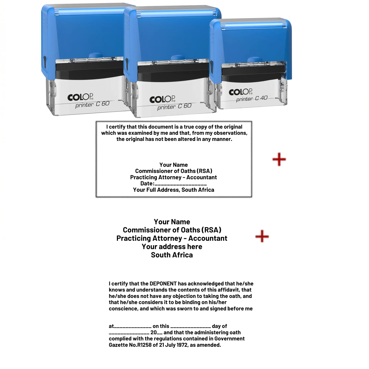 Full Commissioner Set | 3 Stamps | Affidavit + Certification + Designation