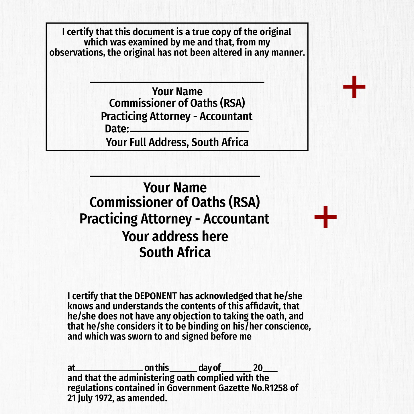 Commissioner of Oaths Full Set- Big