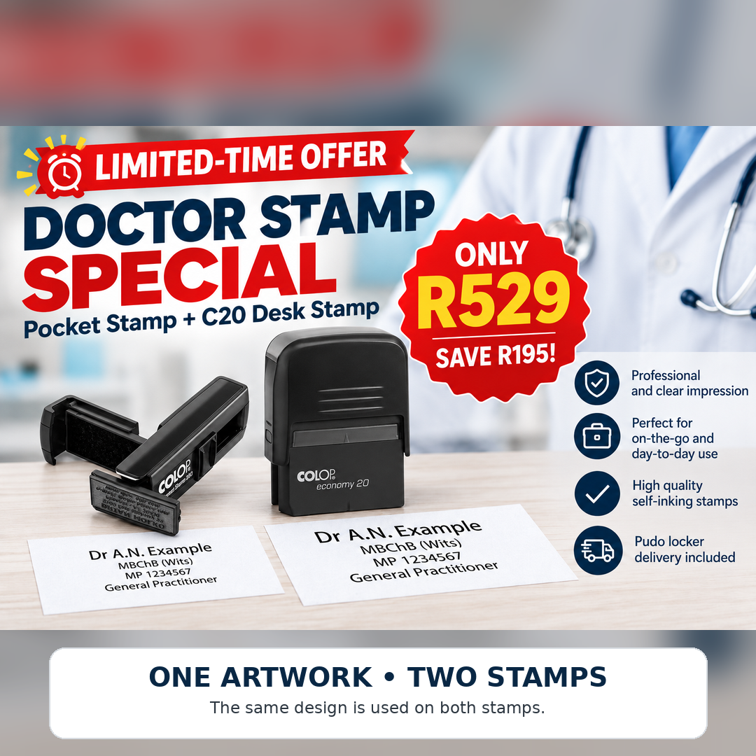 Doctor Stamp Special | 3 Liner| Pocket + Desk Stamp (38x14mm)